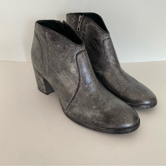 Frye Shoes - Frye Nora short ankle zip bootie metallic silver black gray
